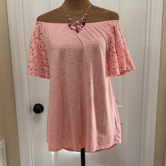 Old Navy BOHO Pink Lace Sleeve Blouse Lightweight and Soft - Picture 3 of 9